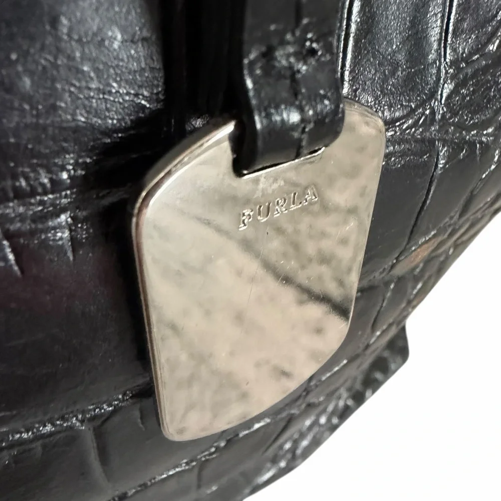 Furla black crocodile